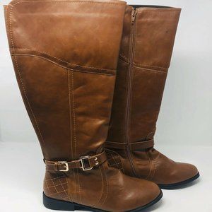 Comfortview Womens Wide Width The Janis Wide Calf Leather Boot